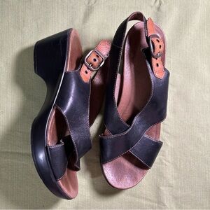 Dansko size 41 / US 10 Black leather platform type sandals.